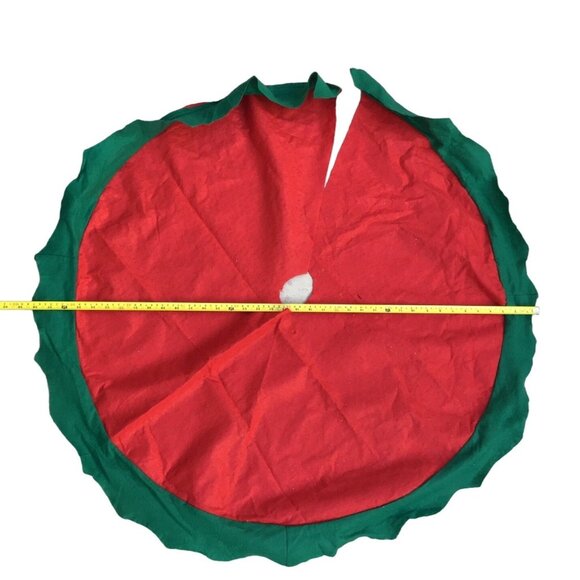 ROUND RED/GREEN CHRISTMAS TREE SKIRT DECORATION - Picture 3 of 4